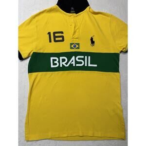 Polo Ralph Lauren Polo Shirt Womens Sm Custom Fit Big Pony Brasil Brazil Futbol